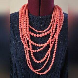 Pink Beaded Statment  Necklace